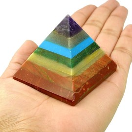 7 Chakra Crystal Pyramid Seven Chakra Gemstone Pyramid, Seven Chakra Pyramid for Energy Balance and Healing,Home Décor, Seven Chakra Pyramid 53-58MM