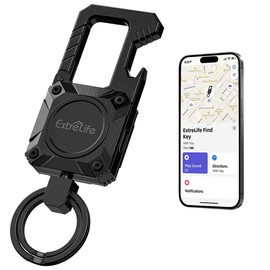 Smart Keychain Tracker, Works with Apple Find My, Heavy Duty Keychain Bottle Opener, Carabiner Car Key Chains with Gps Tracker, Key Finder, Bluetooth Tracker for Luggage, Kids, Bags and More, Rechargeable, Black Black【Positioning Function】 - Color: red【p