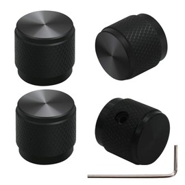 mxuteuk KNOB-04-BK Guitar Knobs Black Aluminium Rotary Potentiometer Knobs for Electric Guitar Bass Replacement Part Type 17 x 16 mm Pack of 4