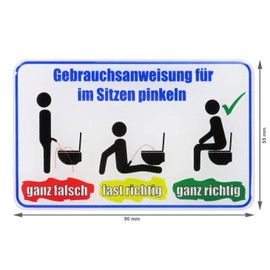 BIKE-label 3D Sticker Fun Toilet Sign Sitting Pee 55 x 90 mm 900130-VA