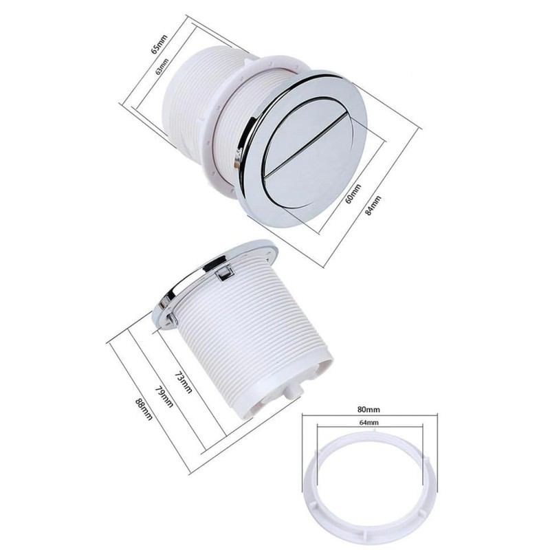 Housler® Chrome Pneumatic Toilet Cistern Tank Dual Push Button