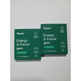 Neuro Gum EXTRA STRENGTH 100MG B-12 Nootropics Caffeine 2pk 18 pcs Boost Energy