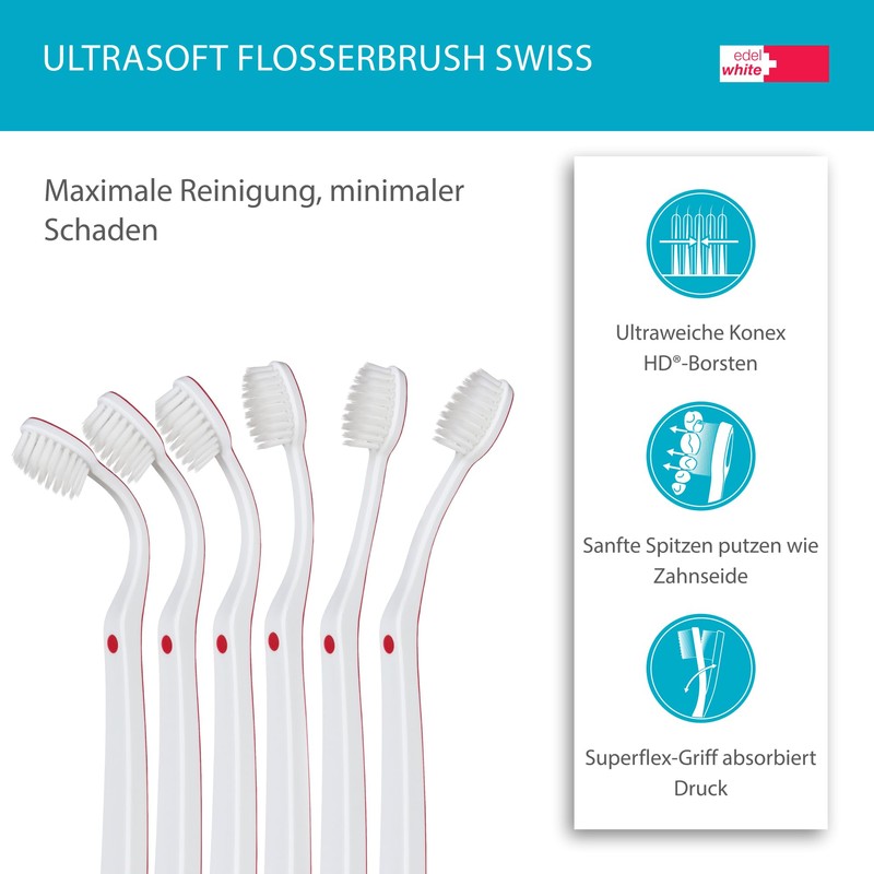 edel+white Ultra-Soft Swiss-Made Toothbrush for Adults – Extra Soft for