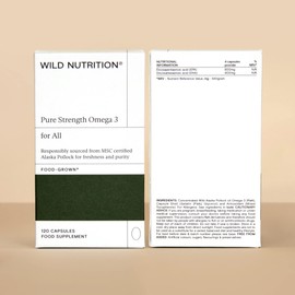 Wild Nutrition Pure Omega 3 Supplement | 250mg of DHA & EPA | Natural Cold Extracted Omega 3 Fish Oil | Omega 3 Fatty Acid Supplements | Sustainably Sourced Omega 3 250mg of DHA & EPA | 120 Capsules