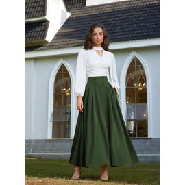 Scarlet Darkness Green Skirts for Women Ren Faire Cottagecore Long Fall Skirt Green M