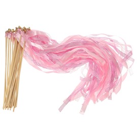 PATIKIL Ribbon Sticks Fairy Wands, 50 Pack Lace Silk Fairy Stick Wand Send Off Streamers for Wedding Party Birthday Holiday Celebration, Pink