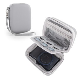 Rieibi Kameratasche für Sony ZV-1F, Canon G7X Mark III/G7X Mark II/SX740 hs, für Ricoh GR III, Reißverschluss, Netztasche für Datenkabel, Ladegeräte und anderes Kamerazubehör, Grau