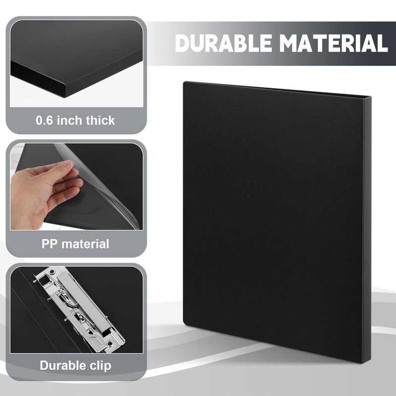 Teling 12 Pack Punchless Clamp Binder Folders, Black