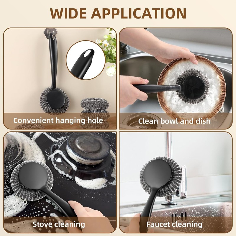 5 Pack Scrubber with Handle Comes with Three Replacement Balls