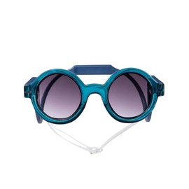 Jet Setter Sunglasses for Small-Sized Dog - UV Protective Lenses, Debris Protection, Pannus Prevention, Invisible Chinstrap, Interchangeable Lenses, NYC Design -Transparent Blue/Solid Blue