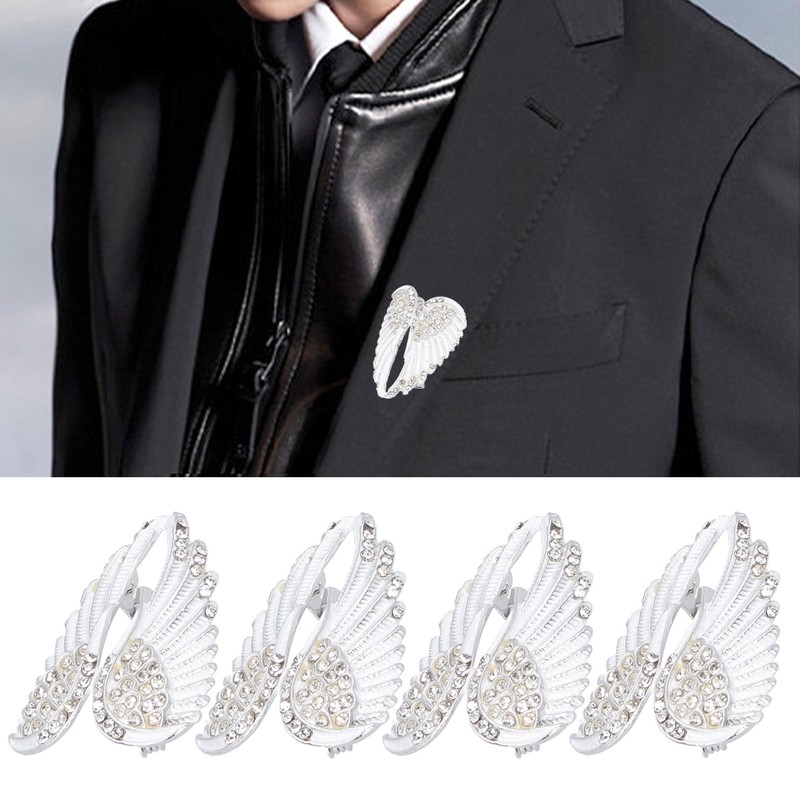 4Pcs Brooch Pin Diamond Angel Wing Pattern Cute Fashion Lapel