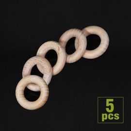 FoDau770 5pcs Natural Beech Wooden Rings, Unfinished Solid Wood Rings Heavy Duty Wood Circles, Macrame Craft Circles for Party, Home Decor & DIY Making - Outer Diameter: 1 Inch