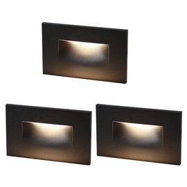 CLOUDY BAY 120V Dimmable LED Indoor Outdoor Step Light,3000K Warm White,Stair Light,Pack of 3,Metal Black