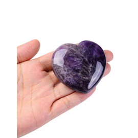 CrystalTears Amethyst Heart Stone 60 mm Large Crystals Healing Stones Heart Shape Worry Stone Reiki Healing Gemstone Amullet Spiritual Gifts for Women