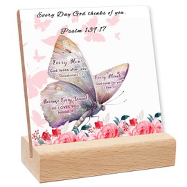 Bible Verse Desk Sign, Christian Gifts for Women, Every Days Minutes Second Sign, Inspirational Spiritual Scripture Religious Gifts for Friends Family, Butterfly Christian Decor for Home