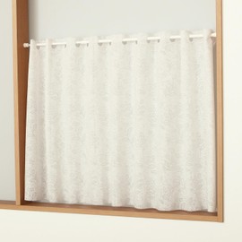 Cafe Curtain, Invisible from Outside, Bathroom, Image Shield, Blindfold, 2643 Tree Nuts, White, Width 55.1 x Length 35.4 inches (140 x 90 cm), Pack of 1