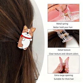 Women Corgi Hair Clip, Made of Acetate Fiber, Featuring a Corgi Design,a Cute Pet Accessory, Gift for Dog Lovers, and Ideal Christmas (Corgi)