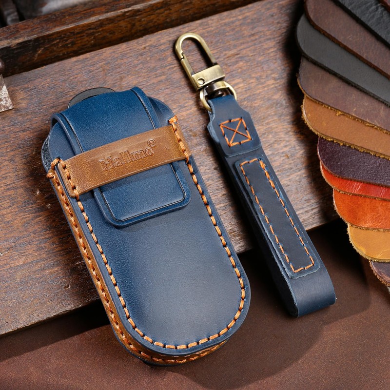 KUNIO Car Key Case Fits Mini Leather, blue