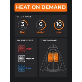 ORORO Men's Soft Shell Heated Jacket with Detachable Hood and Battery (Black/Blue, 3XL) (Charger Not Included)