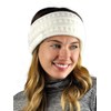 C.C Cable Knit Fuzzy Lined Ear Warmer Ponytail Pony Headband,