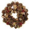 Christmas Hanging Wreath Festive Pine Cone Display Gold Frosting 30cm