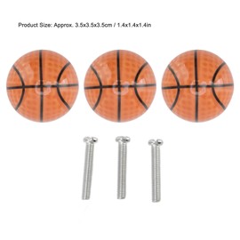 Cupboard Knobs, Basketball Sports Theme, Ceramic Drawer Handles, Door Knobs for Wardrobes, Dresser, Cupboard, Bathroom (3 Set, 3.6 x 3.6 x 3.6 cm)