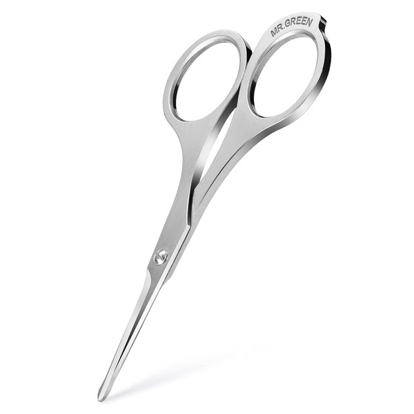 MR.GREEN Professional Round Head Beard Trimming Stainless Steel Nose Hair Scissors Ear Tool for Facial Hair Removal for Men