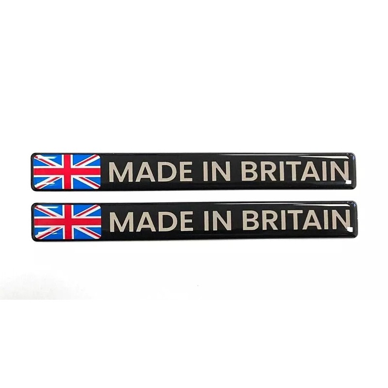 2 x 120mm 'MADE IN BRITAIN' Chrome Stickers Decals Union