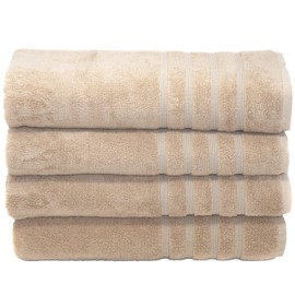 MOSOBAM 700 GSM Hotel Luxury Bamboo-Cotton, Bath Towel Sheets 35X70, Light Taupe, Set of 4, Quick Dry, Soft Spa-Like Turkish Bathroom Sets, Oversized Extra Large Body Sheet Towels, Prime Clearance