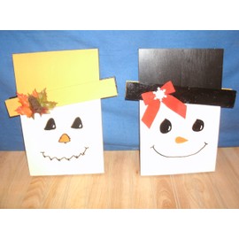 Reversible wooden scarecrow/snowman yard ornament snowman scarecrow sign handmade wooden scarecrow/snowman sign