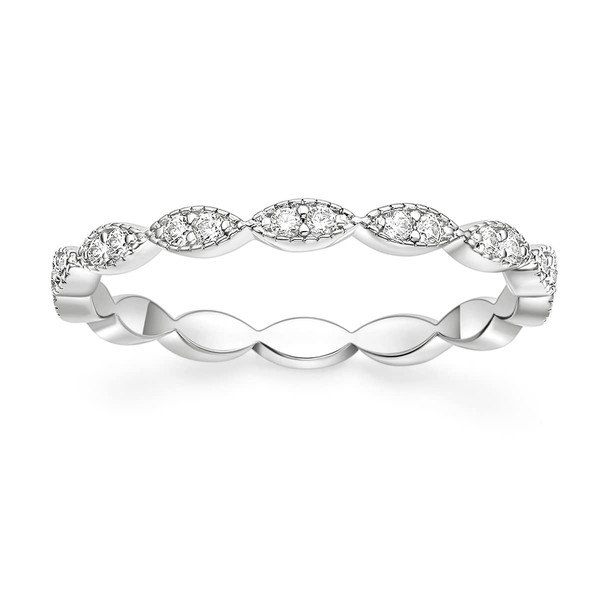 Zakk Eternity Ring for women Oval Milgrain Cubic Zirconia Stackable