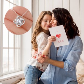 Long tiantian Bonus Mom Necklace Step Mom Gift Love Knot Necklace for Bonus Mom Present for Stepmom for Mother's Day