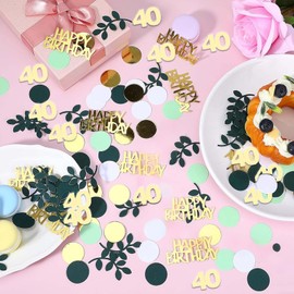 40th Birthday Confetti, Party Decorations Boy or Girls 100Pcs Green Gold Tissue Sprinkle Confetti,Gender Reveal Decorations,Shower Games Table Decoration Birthday Party Wedding Decoration 10g