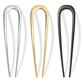 3 PCS French Hair Pins for Women, Metal U-Shaped Hair Pins for Buns, French Twist & Updos – Elegant Gold Hair Accessories