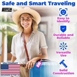 Mifflin-USA - Luggage Tags - Neon, 3 PK - Bag Tag for Baggage - Suitcase Accessory Bulk