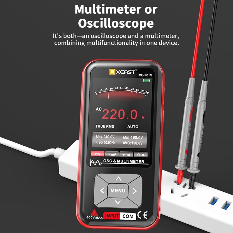 XEAST Handheld Oscilloscope Multimeter Digital - 9999 Counts, 5MHz Bandwidth,