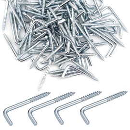 EOBNIKTWS 50 Pcs Right Angle Hooks Zinc Plated L Hook Screws Self Tapping 7 Shape Screw Hooks (M2.8 * 35 mm/ 0.11In * 1.24In)