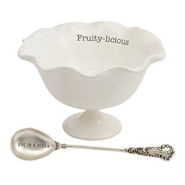 Mud Pie Vintage Inspired Fruit Pedestal Bowl Set, White