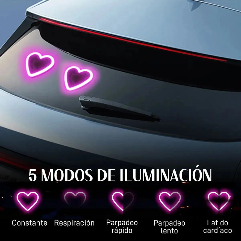 2pc Luz De Neón Con Forma De Corazón Led Inalámbrica