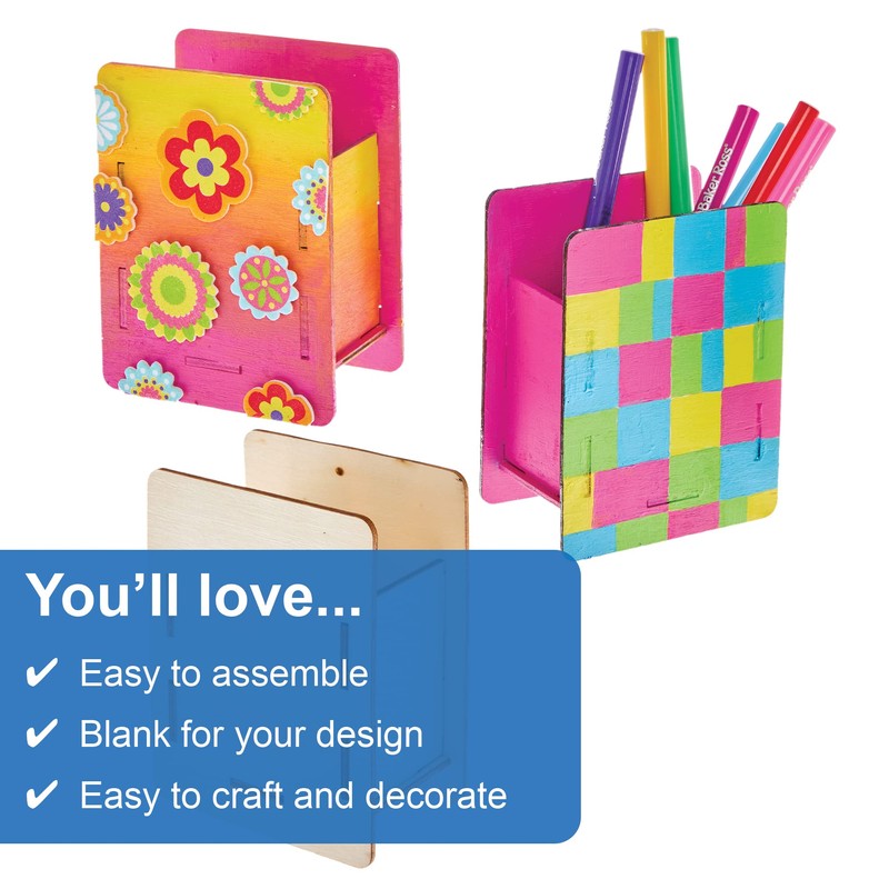 Baker Ross FX820 Wooden Pen Pot Kits - Pack of