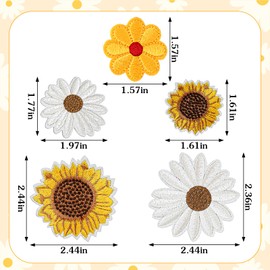 Wanmu Pack of 17 iron-on patches, flower patches, iron-on patches, repair patches, embroidered patches, iron-on stickers, clothing for clothes, hats, backpacks, costume