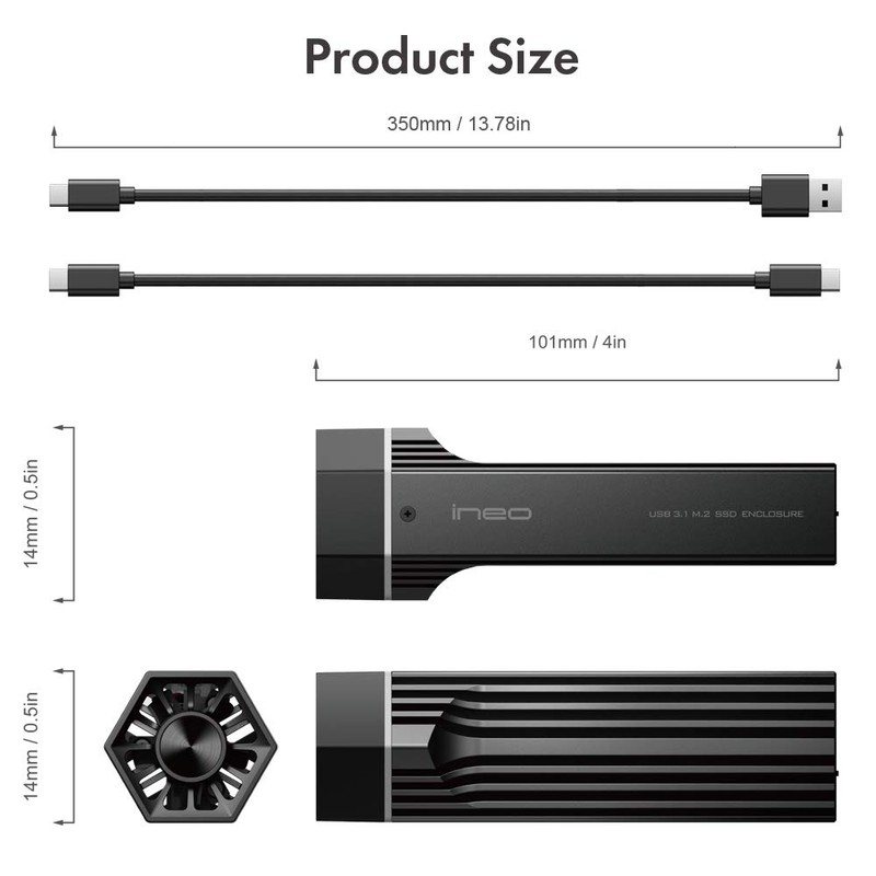 ineo M.2 NVMe (PCIe) Carcasa SSD Ventilador de refrigeración Integrado