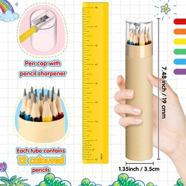Humyoun 36 Pack 432pcs #2 HB Pencils Bulk in Tube with Sharpener Assorted Colors Wood-cased Pre-sharpened Pencils for Kids Student Back to School Supplies Classroom Prize Party Favor Gifts (Wooden)
