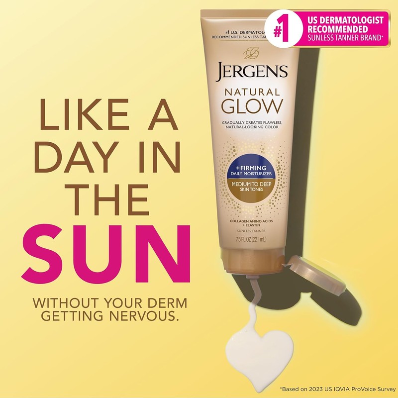 Jergens Natural Glow + reafirmante hidratante diario, Medium to Tan,