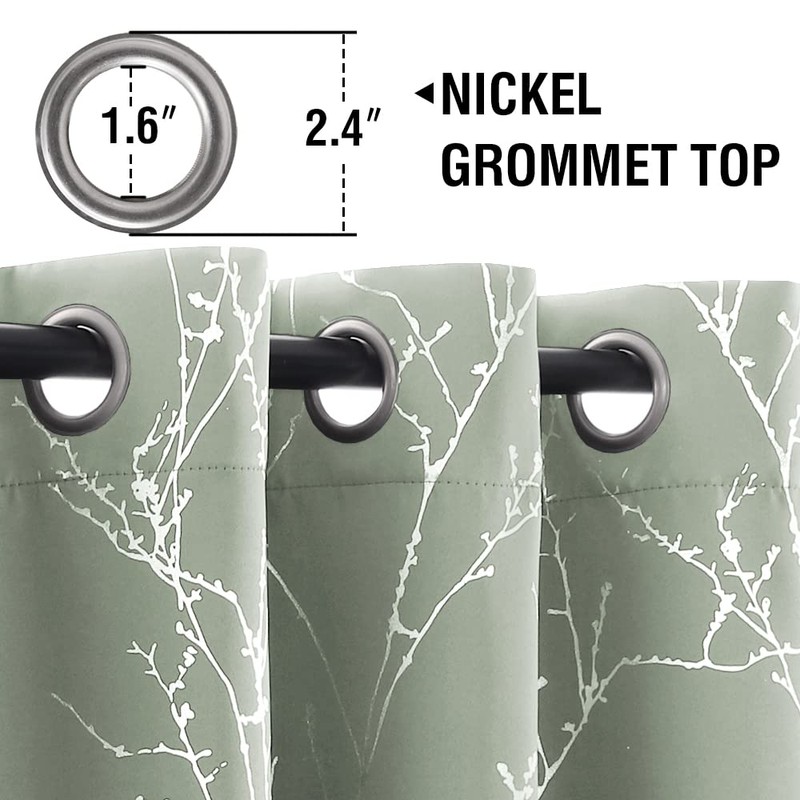 H.VERSAILTEX Blackout Curtains for Bedroom Foil Print Twig Tree Branch
