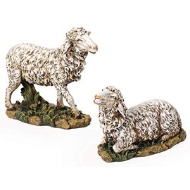 Joseph's Studio by Roman - Holy, Christmas Nativity 2-Piece Color Lamb Figure Set for 27" Scale Nativity Collection, 14.5" H, Manger Accessories, Religious