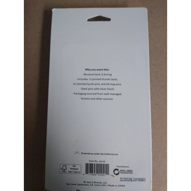 U Brands Thumb Tack And Push Pins Assorted styles 100