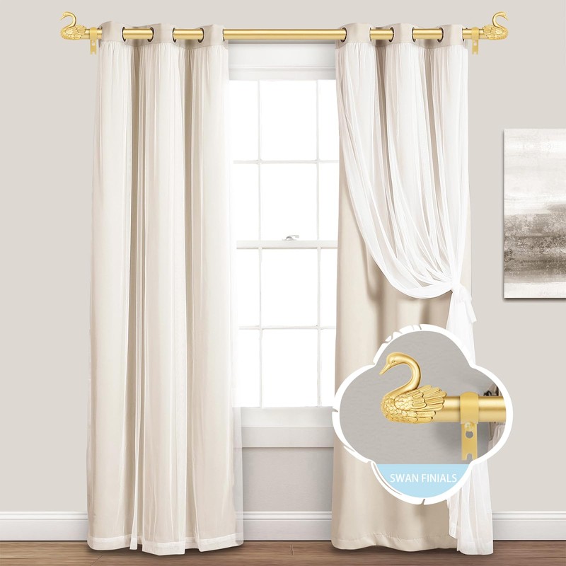 TANGWIN Gold Curtain Rods for Windows 48 to 84 Inch(4-7ft),1