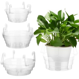 Baderke 12 Pcs Hanging Plant Water Catcher Tray Includes 4 Pcs 8 10 12 Inch Each Clear Plastic Plant Saucer Drip Pans for Indoor Outdoor Hanging Basket Flower Pot