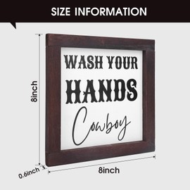 Framed Western Bathroom Decor,Wash Your Hands Cowboy Bathroom Decor,Farmhouse Decoration Sign for Bathroom,Modern Rustic Decor for Toilet Restroom Shelf